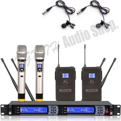 UHF Wireless Microphones System UHF Party Stage Handheld Bodypack Collar Mic Lavalier Wireless System