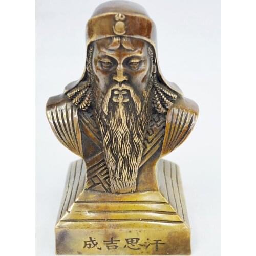 Cherish this ancient copper crafts like Gen Gi Khan desk ornaments 14cm