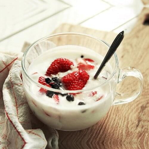 Breakfast Cup Transparent Glass Household Female Cute Cereal Bowl Simple Ins Wind Japanese-Style Large Milk Toot Cup cups tiki