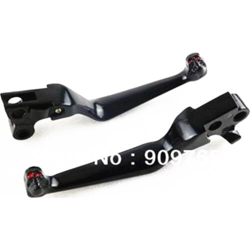 Pair Black Clutch Brake Skull Levers For Harley Dyan Softail Sportster XL Fat Boy Night Train Dyna Wide Glide