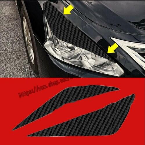For Nissan Altima 2013 2014 2015 3D 5D Carbon Fiber Car Headlight Eye Brow Cover Sticker