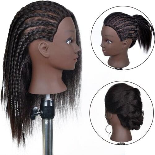NewMannequin Head African Beauty Model African Model Practice Hairdresser Training Head Braid Hair Accessories Show Styling Head