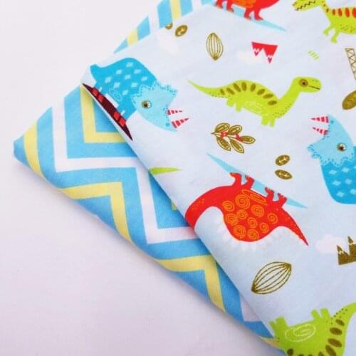 Childish Style Printing Cotton Twill Fabric Cute Animal Printed Blue Series Patchwork Cloth Craft Home Textile DIY Sewing Fabric