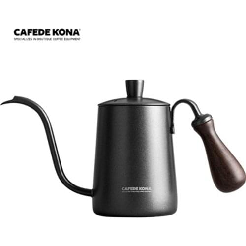 CAFEDE KONA Coffee Pot Hand Punch Pot Tea Kettle Long Mouth Bottle Stainless Steel Teapots Flask Fine Mouth Coffee Pot 600ML