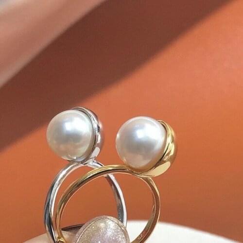 New Trendy 925 Sterling Silver Adjustable Free Size Ring Settings Findings Mountings Parts for Pearl Corals Jade Crystal Agate