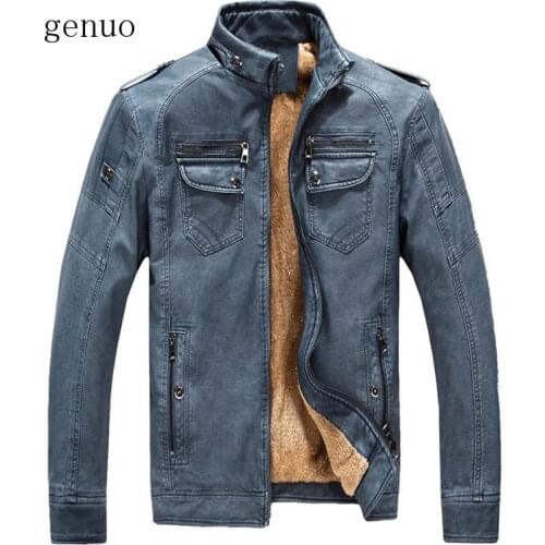 Good Quality Autumn And Winter Leather Jacket Mens Warm Velvet Coat Leisure Men Windproof