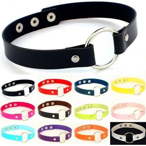 Hip hop punk leather simple binding collar suit metal Collar European and American exaggerated trend street style