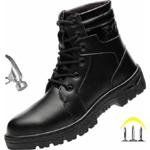 Steel Toe Cap Sneakers Men Work Safety Shoes Puncture-Proof Anti-Smashing Waterproof Keep Warm Military Tactical Boots Winter