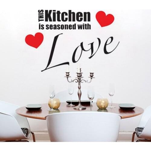 KUCADA kitchen with love wall sticker for home decoration removable black diy wallpaper wall decor WP1590