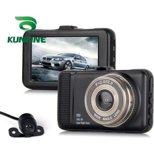 KUNFINE 3"FULL HD 1080P Recording Dash Cam Car DVR Rear View Camera Video Recorder Dual Cameras Recording Wide Angle 170