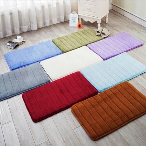 Zeegle Living Room Rectangle Carpet Fleece Absorbency Memory Foam Floor Bath Mat Bedroom Floor Rug Anti-slip Bathroom Rug