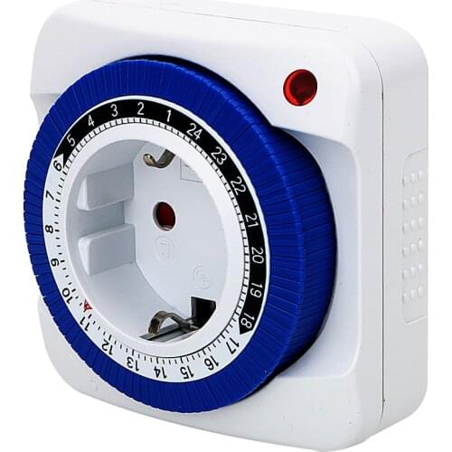 DIYWORK EU Plug Mechanical Timer Energy Saving Plug Socket Power Switch Timer 15Mins-24 Hours Plug-in Timer