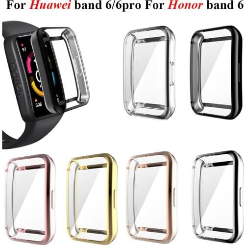 Soft TPU Protective Cover For Huawei Band 6 pro Watch Case Full Screen Protector Shell Bumper for Honor Band 6 Plated Cases