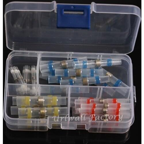 50Pcs Heat Shrink Crimp Wire Terminals Kit Waterproof Solder & Seal Electrical Butt Connectors Soldering Sleeve Set
