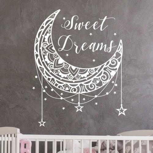 Sweet Dreams Wall Decal Stars and Moon Nursery Decor Sweet Dreams Quotes Wall Stickers for Bedroom Childrens Room Decor C919