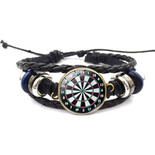 2021 New Dart Target Leather Bracelet Digital Target Pattern Dome Crystal Bracelet High Quality Gift
