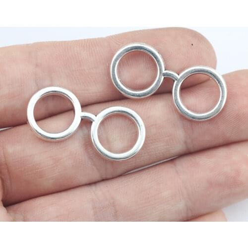 Newest 12Pieces 14*30mm Zinc Alloy Antique Silver Color Vintage Glasses Charms Necklace Pendant Accessory For DIY Jewelry Making