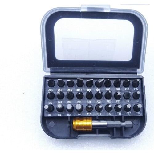New 32pcs/set Magnetic Screwdriver set Security Bit Set with Case Torx, Pozidriv, Phillips, Slotted, Hex L25mm Crv