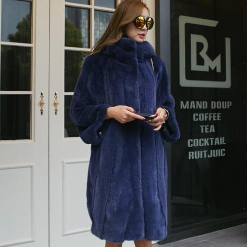 85cm long velvet mink fur coat hooded womens luxury high quality female whole skin mink large size outerwear trench coats