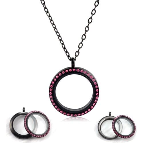 Floating Charms Twist Locket Stainless Steel 30mm Living Memory Stone Plates Storage Pendant Necklace With Crystals Wholesale