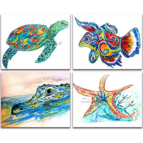 5D Full Square Diamond painting embroidery Cross stitch Animals Tortoise fish crocodile starfish 3D DIY Drill Drawing mosaic 327