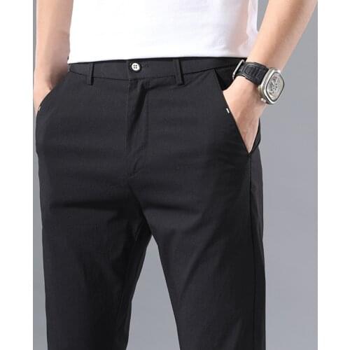 Casual Cotton Men Trousers Solid Color Slim Fit Mens Pants New Spring Autumn High Quality Classic Business Pants Men