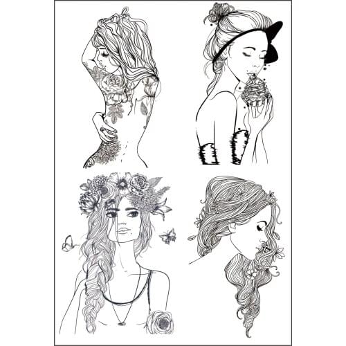 4 Sexy Girls Transparent Clear Stamp for DIY Scrapbooking/Card Making/Kids Christmas Fun Decoration Supplies
