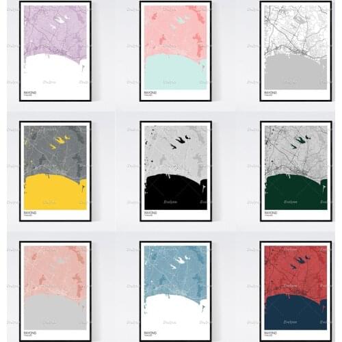 Rayong, Thailand Map Nordic Retro Minimalism Painting Posters and Prints on Canvas Wall Art Modular Pictures Home Decor