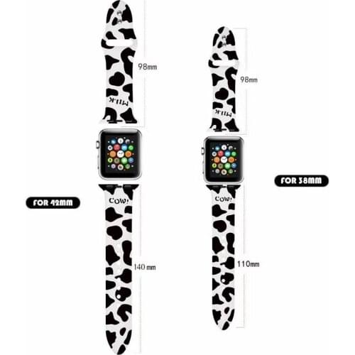 Black white cow pattern strap suitable for Apple Watch 38 40 42 44 mm wristband accessories suitable for iWatch series 4 3 5 6