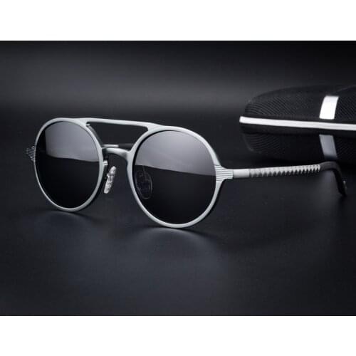 Retro Round Steampunk Sunglasses Aluminum Alloy Mens Polarized Sunglasses Classic Driving Glasses Oculos De Sol UV400 No Box