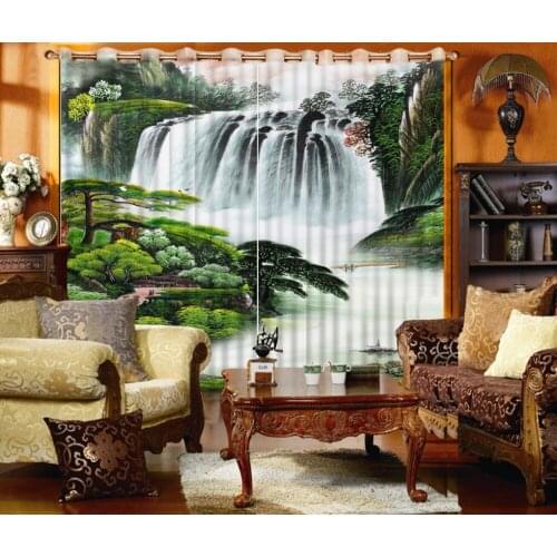 Luxury Blackout 3D Window Curtains For Living Room Bedroom scenery waterfall curtains