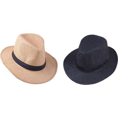 Unisex Men Women Summer autumn straw hats Monofilament grass flat cowboy outdoor visor mens big hat captains cap wide brim