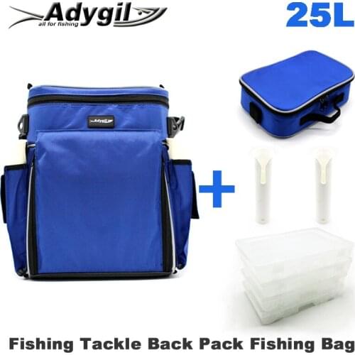 Adygil Fishing Tackle Backpack Station W/4 Medium Utility Boxes and 1 pcs Cooler Bag Fishing Bag