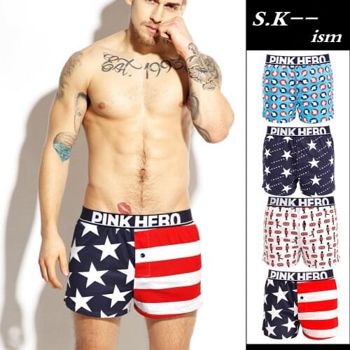 2PCS/LOT High Quality Summer Loose Short Mens Underpants Cotton Soft Printed Underwear Boxers Comfortable Homewear Panties