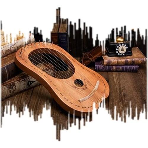 Mahogany Solid Wooden Lyre Harp 10 String Musical Instrument Portable Small Harp with Durable Stable Sound String Instrument