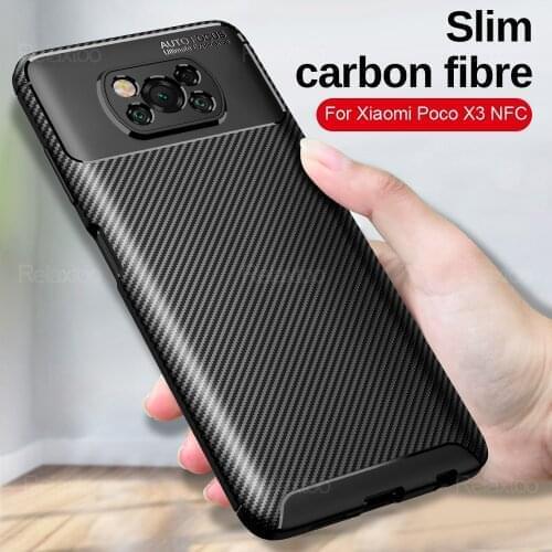 For Xiaomi POCO X3 NFC Ultra-Thin Case On Xiomi Mi 10T Pro 10 T Carbon Fiber Back Cover Pocox3 X 3 X3pro X3nfc Soft Phone Shell