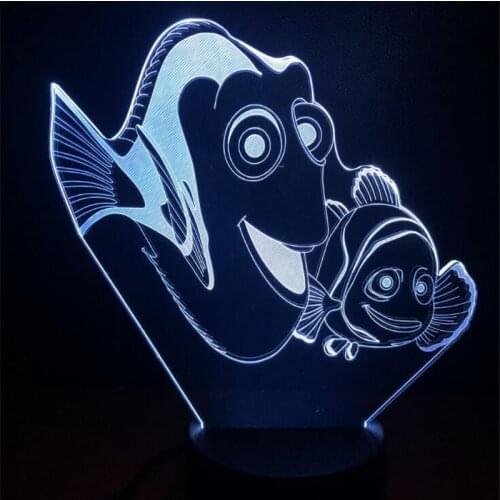 Finding Nemo 3D Night Light Disney Cute Lampara Fish Lamp LED Bedroom Decoration Lights Home Decor Lighting Cartoon Dory Lampe