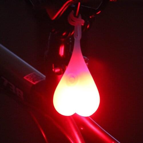 Bike Light Heart Shape Cycling Balls Tail Waterproof Silicone Bicycle Taillight Rear Lights Night Warning Led