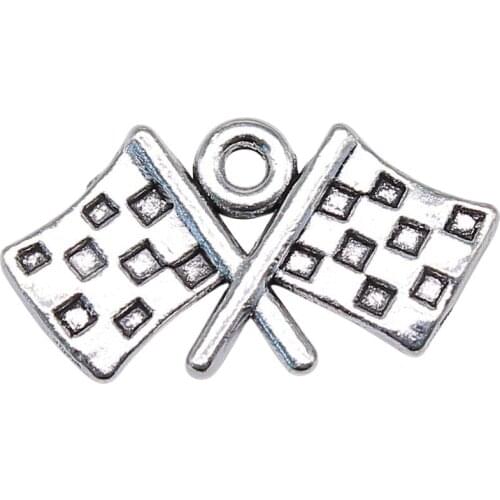 WYSIWYG 10pcs 22x12mm Racing Flag Pendants Racing Flag Charm Car Racing Flag Pendant For Jewelry Making