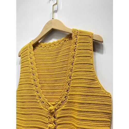 2021 Spring and Summer New Womens Delicate Hollow Lace Hand Hook Lace Knitted Vest