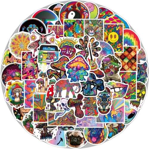 10/30/50PCS Cool Psychedelic Graffiti Cartoon Stickers DIY Car Motorcycle Travel Luggage Skateboard Waterproof Decal Sticker Toy