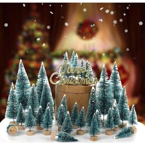 12pcs 4.5cm Mini Christmas Tree Pine Tree DIY Christmas Decorations For Home Table Navidad Xmas Ornaments New Year Decor Gifts