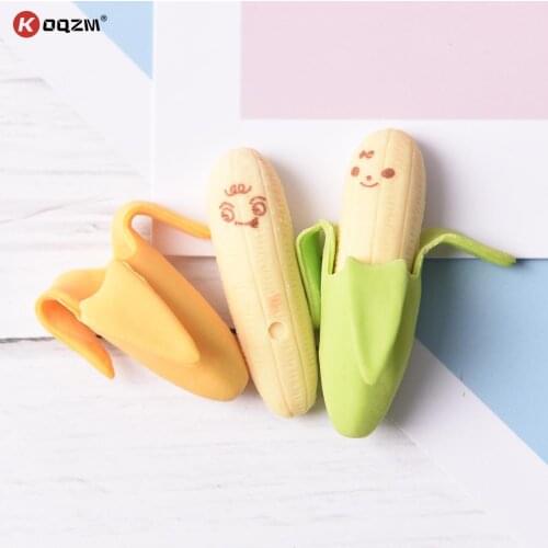 2PCS/set Kawaii Cute Cute Banana Eraser Fruit Pencil Rubber Novelty For Kids School Supplies Student Office Stationery