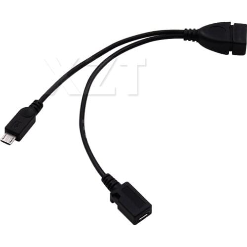 2 In 1 OTG Micro USB Host Power Y Splitter USB Adapter to Micro 5 Pin Male Female Data Cable for Flash Disk Smart Phone