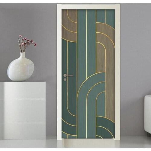 3D Door Sticker Striped Wall Mural Art Wallpaper DIY Self Adhesive Removable Poster Wall Decals Living Room Stickers Home Decor