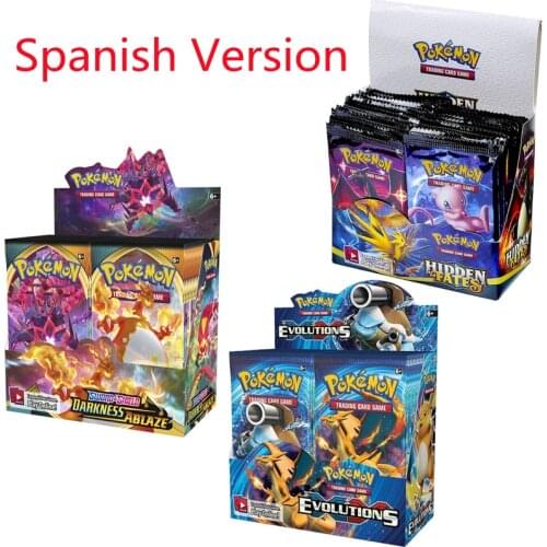4 styles Pokemon Cards in Spanish Unified Minds Vivid Voltage Evolutions Battle Cards Pokémon Collection Español Children Toys