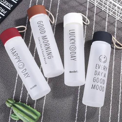 450ml Scrub Glass Water Bottle Outdoor Sports Portable Water cup Round Leakproof Travel Carrying for Water Bottle Drinkware