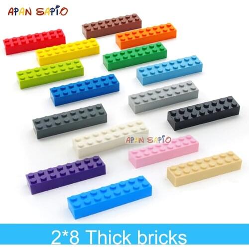 20pcs DIY Building Blocks Thick 2x8 Dots Educational Creative Toys for Children Figures Plastic Bricks Size Compatible With 3007