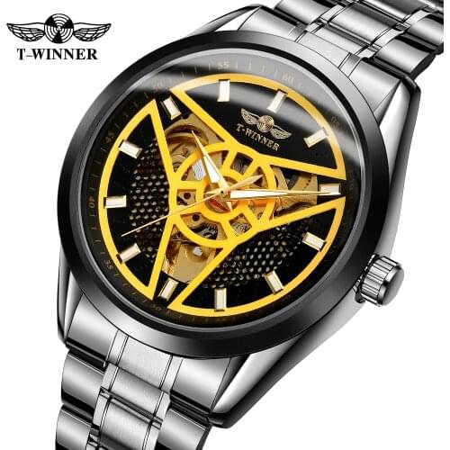 T-winner Luxury Dress Business Style Mens Watches Fashion Casual Hollow Automatic Mechanical Wristwatch Relogio Masculi