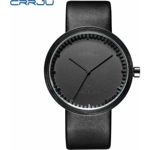 CRRJU Mens Watch Male Casual Quartz Wristwatch Leather Military Waterproof Sport Gift Clock Relogio Masculino